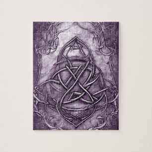 Puzzle Triquetra Trinity Knot Lavender Purple Faux Métal