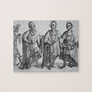 Puzzle Trois chefs cherokee américains, 1762 (gravure)