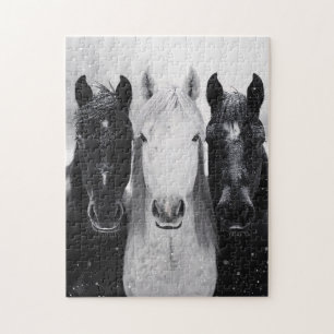 Puzzle Trois chevaux dans la neige