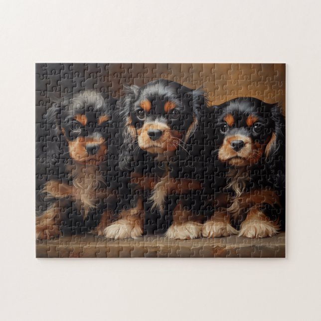 Puzzle Trois chiots Cavalier King Charles Spaniel (Horizontal)