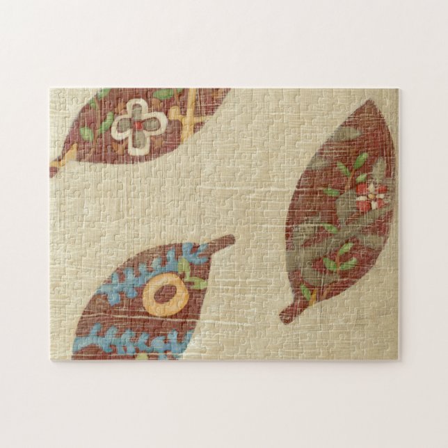 Puzzle Trois Feuilles sur l'Arrière - plan Texture Linen (Horizontal)