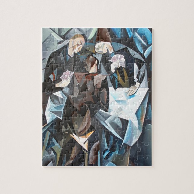 Puzzle Trois Hommes Jouant Aux Cartes Art Géométrique Apr (Vertical)