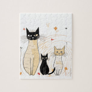 Puzzle Trois Kitties et Fleurs