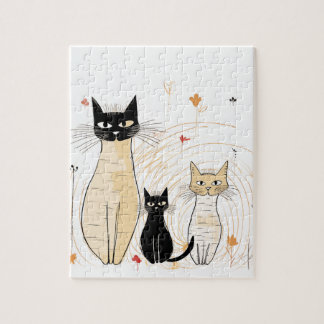 Puzzle Trois Kitties et Fleurs