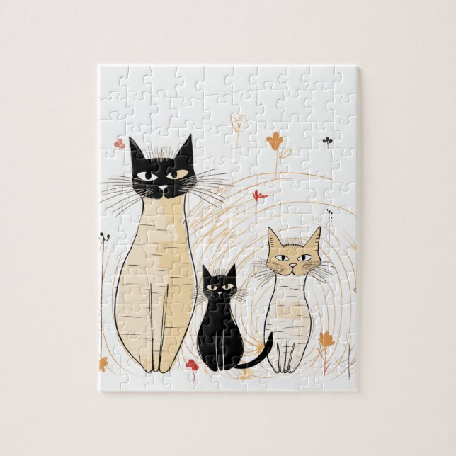 Puzzle Trois Kitties et Fleurs (Vertical)