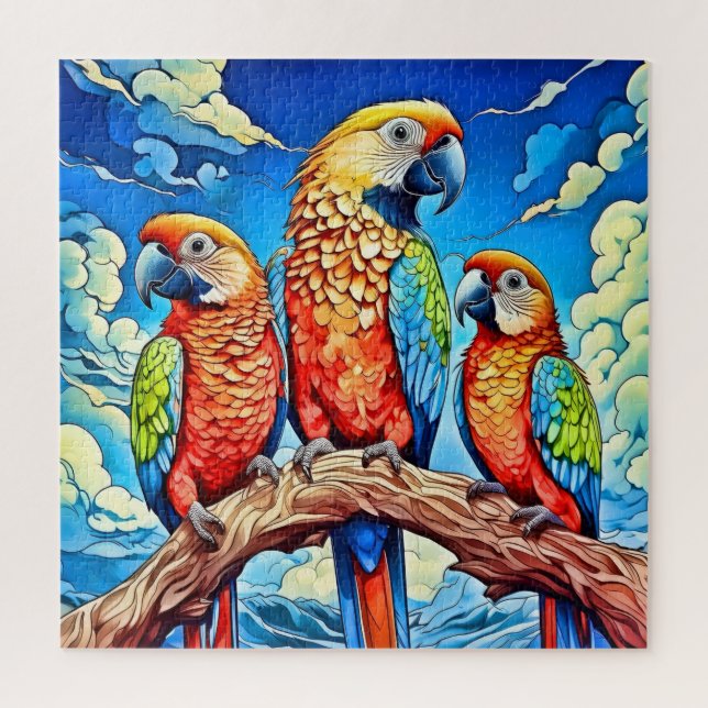 Puzzle Trois perroquets majestueux  (Vertical)