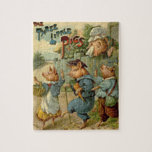 Puzzle Trois Petits Chiens Vintage Fairy Tale