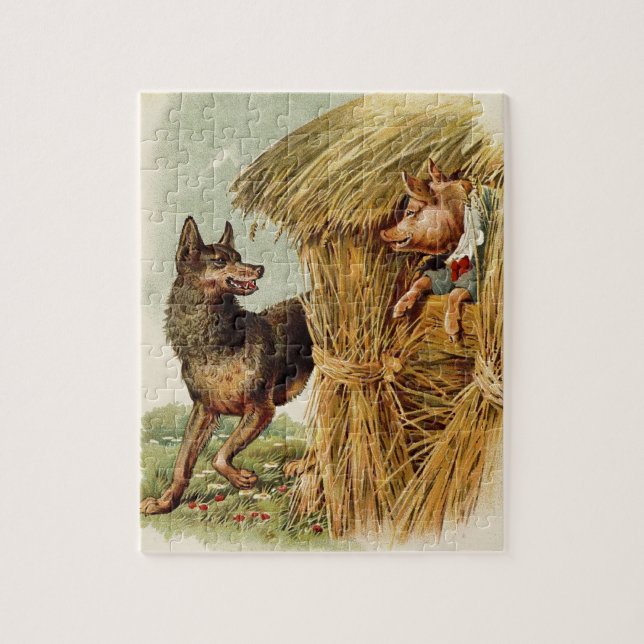 Puzzle Trois Petits Cochons Grand Méchant Loup, Conte de  (Vertical)