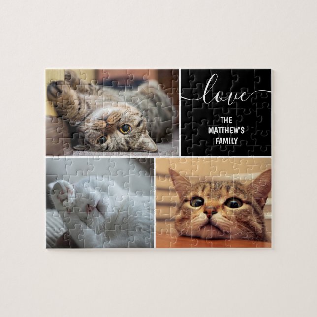 Puzzle Trois photo collage chats mignonettes scie personn (Horizontal)