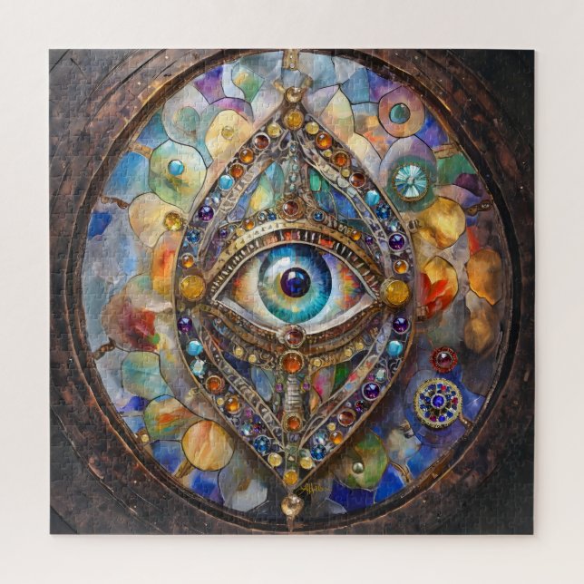 Puzzle Troisième œil sur verre et bronze (Vertical)