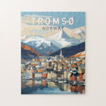 Puzzle Tromso Norvège Travel Art Vintage<br><div class="desc">Conception de déplacement vectoriel rétro Tromso. Tromsø est une ville de la municipalité de Tromsø dans le comté de Troms,  en Norvège.</div>