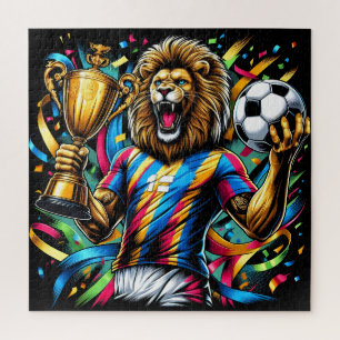 Puzzle Trophée de football de champion de soccer de lion 