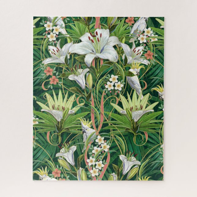 Puzzle Tropical Art Nouveau Lys & Cockatoos (Vertical)