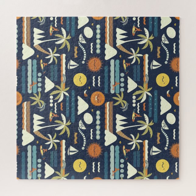 Puzzle Tropical Beach Fun Pattern (Horizontal)