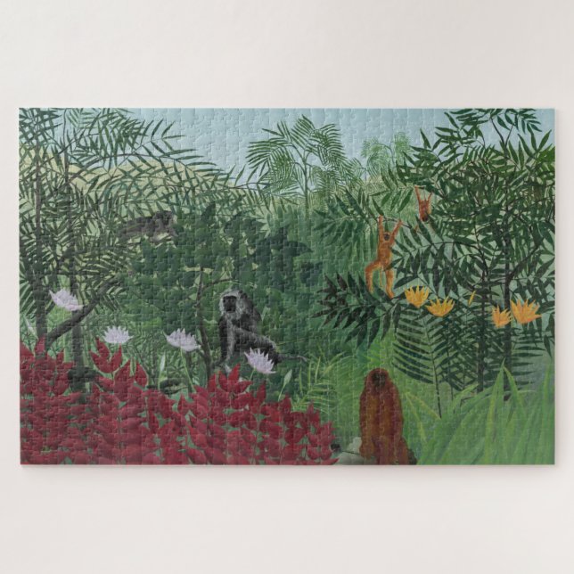 Puzzle Tropical Forest With Apes and Snake (Rousseau) (Horizontal)
