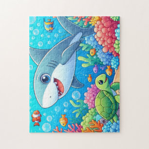 Puzzle Tropical/Hawaii requin et tortue sous l'eau coloré
