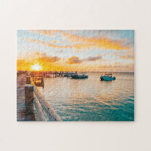 Puzzle Tropical Paradise Beach Sunset Scene
