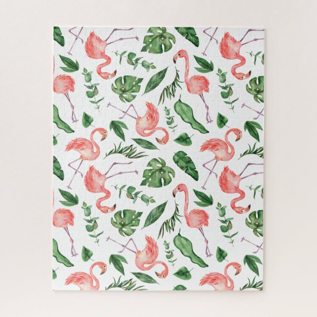 Puzzle Tropical Pink Flamingo Pattern v2 (Vertical)