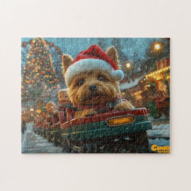 Puzzle Trottinette de chien Terrier Australien Noël (Horizontal)