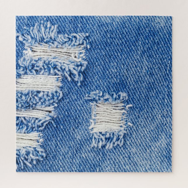 Puzzle Trou, jean denim, texture déchirée (Vertical)
