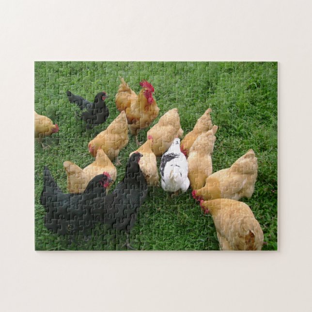 Puzzle Troupeau de poules de coqs de poulets (Horizontal)