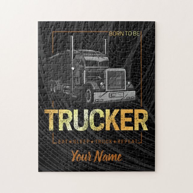 Puzzle Trucker Né Pour Être Conducteur Rétro Camion Vinta (Vertical)