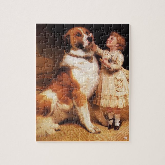 Puzzle Trust by Charles Burton Barber, Saint Bernard Dog (Vertical)