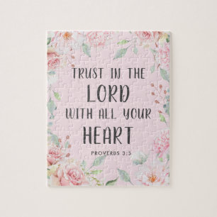 Puzzle Trust in the Lord Pink Floral Scripture