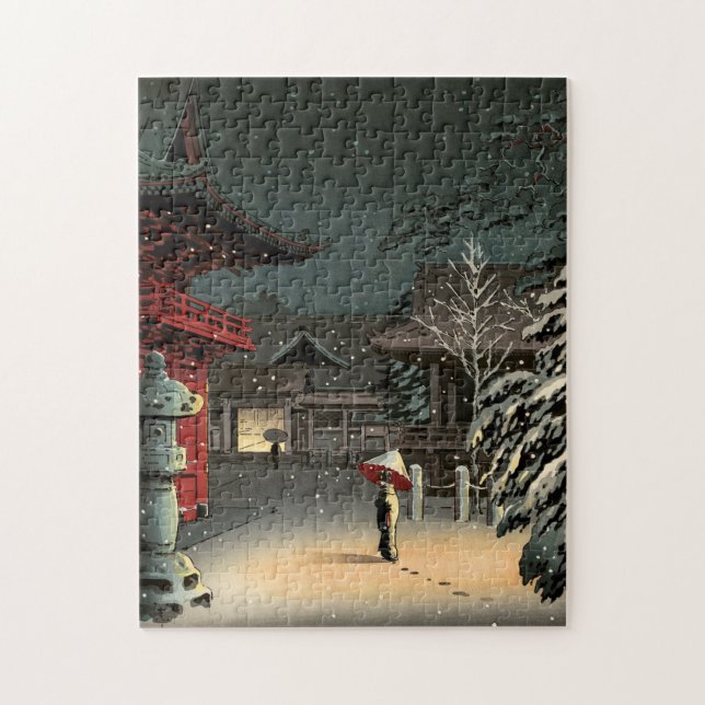 Puzzle Tsuchiya Koitsu - Neige au temple de Nezu (Vertical)