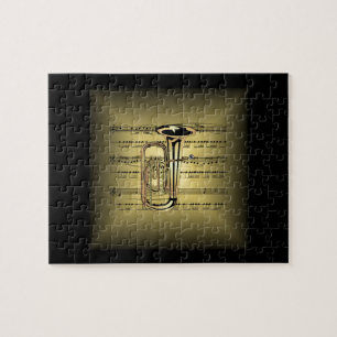 Puzzle Tuba ~ 3D Partition Coussin de musique ~ Gold & Bl