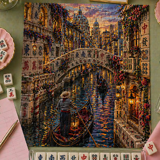 Puzzle Tuile de Mahjong de Venise Canal Romantique Gondol
