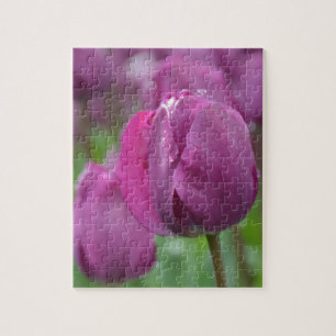 Puzzle Tulipe violette avec gouttes d'eau