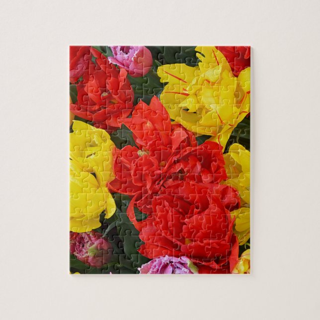 Puzzle Tulipes à ressort rouge et jaune (Vertical)