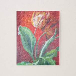 Puzzle Tulipes artistiques rouges et jaunes