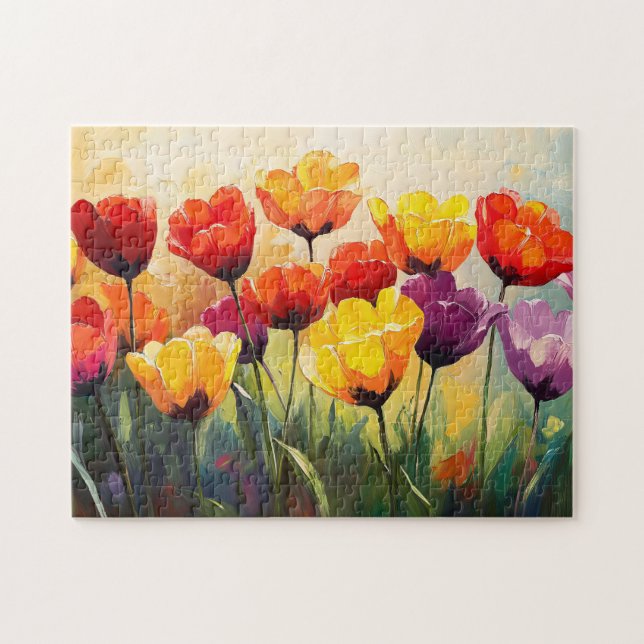 Puzzle Tulipes d'aquarelle en gras au printemps (Horizontal)