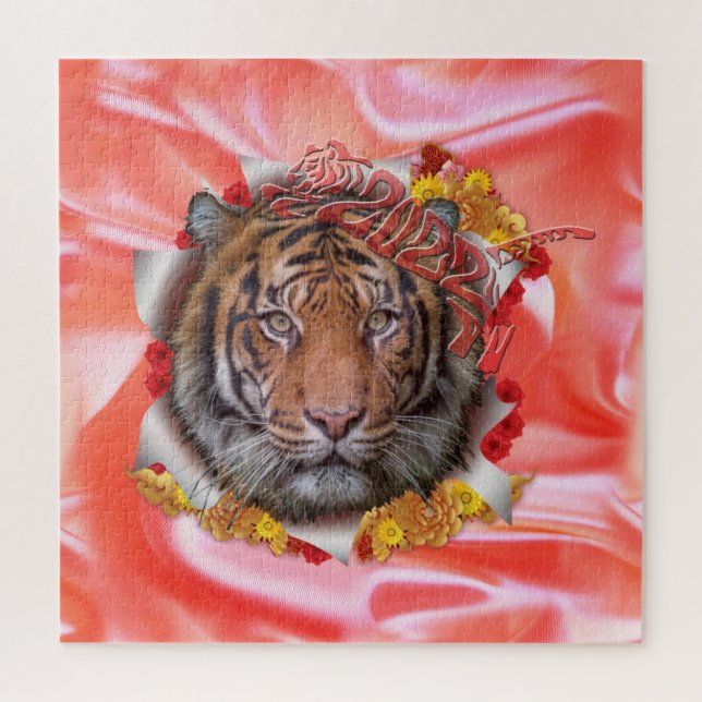 Puzzle Tulipes gris et jaunes sur la texture toile Imprim (Vertical)