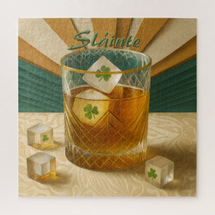 Puzzle Tumbler de whiskey irlandais Trèfle à glace "Sláin