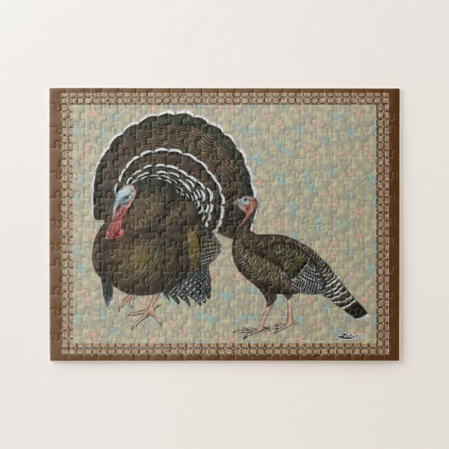 Puzzle Turkeys Standard Bronze Portrait (Horizontal)