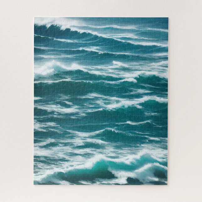 Puzzle Turquoise Choppy Ocean Waves Vue aérienne (Vertical)