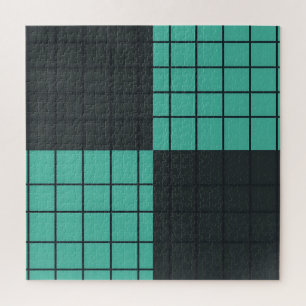 Puzzle Turquoise Gris Foncé Motif Grille Moderne Minimali