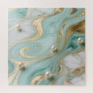 Puzzle Turquoise Marbre Perle Or Tourbillon