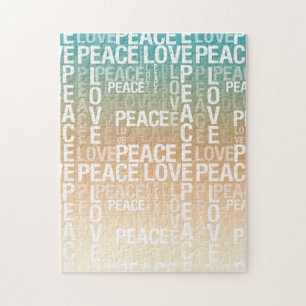 Puzzle Turquoise Peach Gold White Peace Love