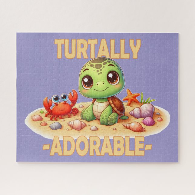 Puzzle Turtally Adorable fun pun Cute baby Turtle dessin  (Horizontal)