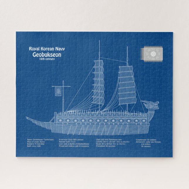 Puzzle Turtle Ship Geobukseon - Plan d'expédition ABD (Horizontal)