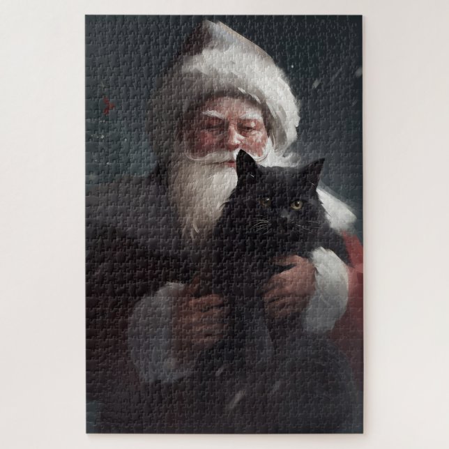 Puzzle Tuxedo Chat avec Noël Festif du Père Noël (Vertical)