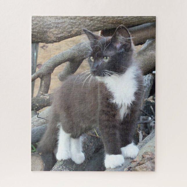 Puzzle Tuxedo Kitten (Vertical)