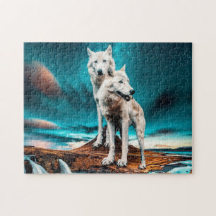 Puzzle Two Arctic Wolves
