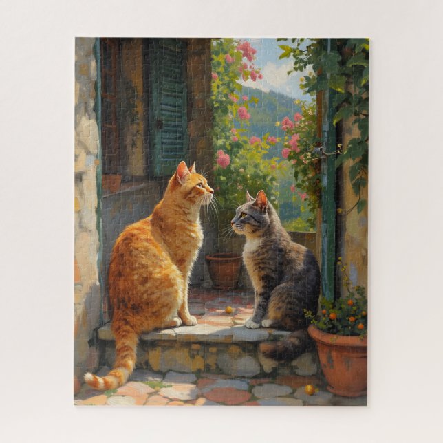 Puzzle Two cats on steps (Vertical)