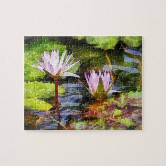 Puzzle Two Purple Water Lotus (Horizontal)