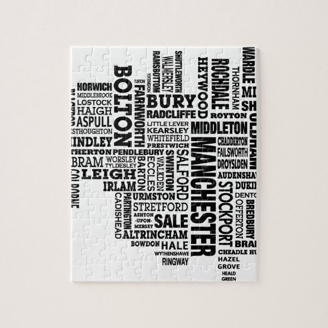 Puzzle Type noir carte de plus grand Manchester (Vertical)